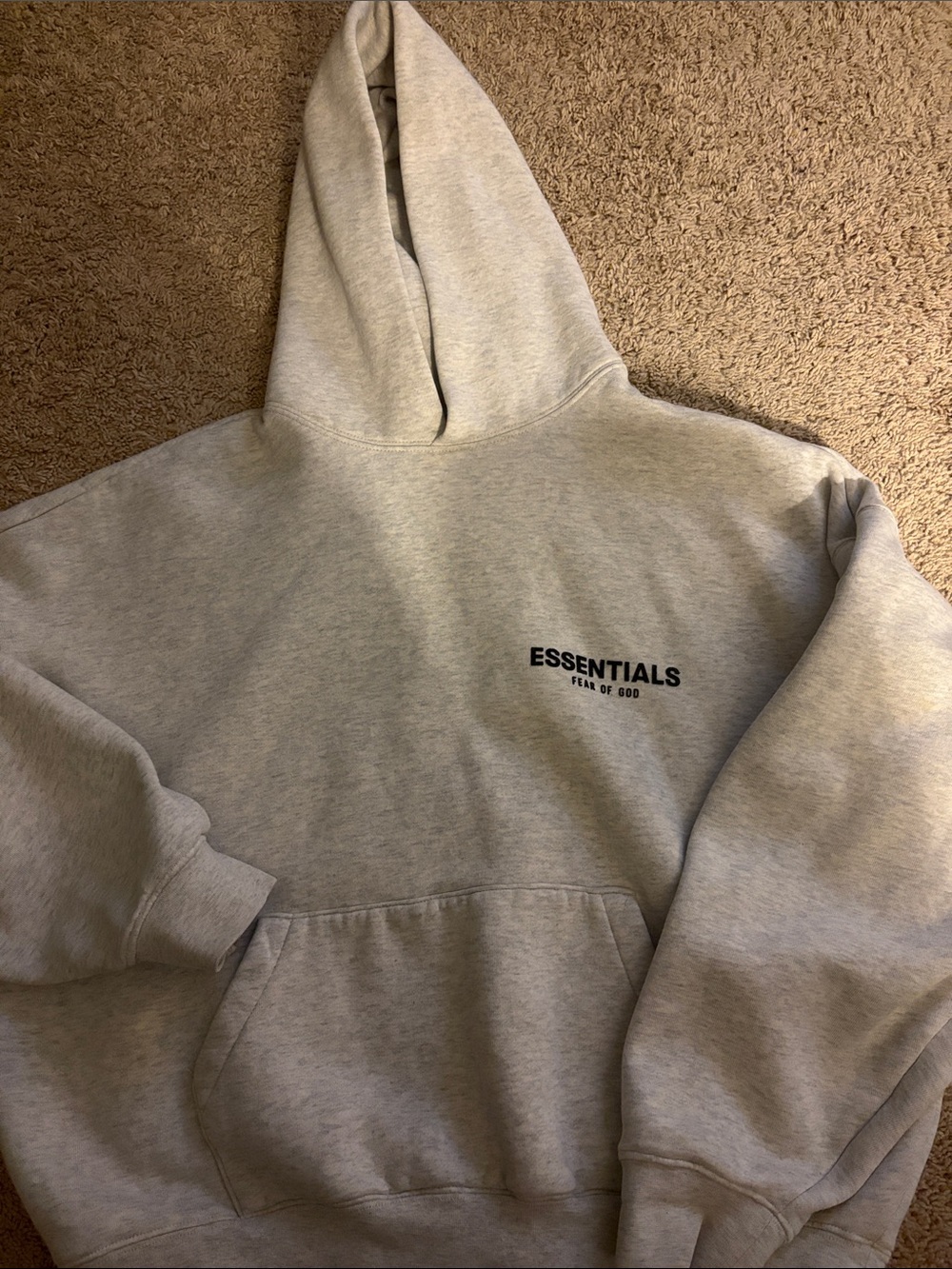 Essentials Light Gray Men's Pullover Hoodie with Chest Logo